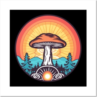 Mushroom Retro Psychedelic Shroom Art Posters and Art